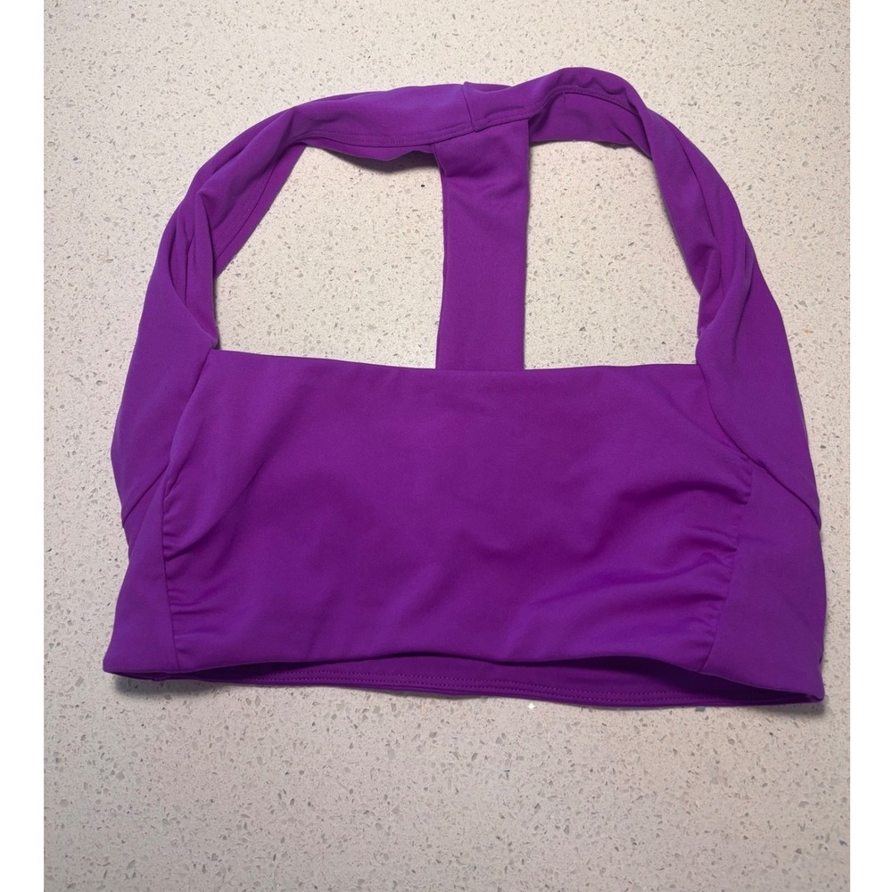 FP Movement Purple T-Back Ruched Square Neck Sports Bra Medium